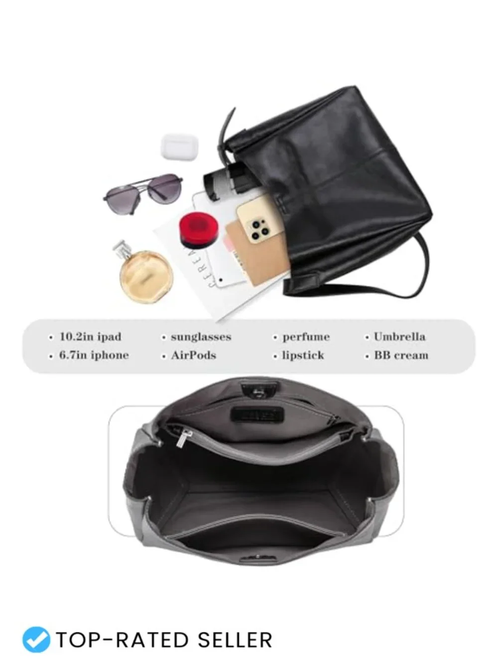Genuine Leather Hobo Crossbody Purse with Adjustable Strap